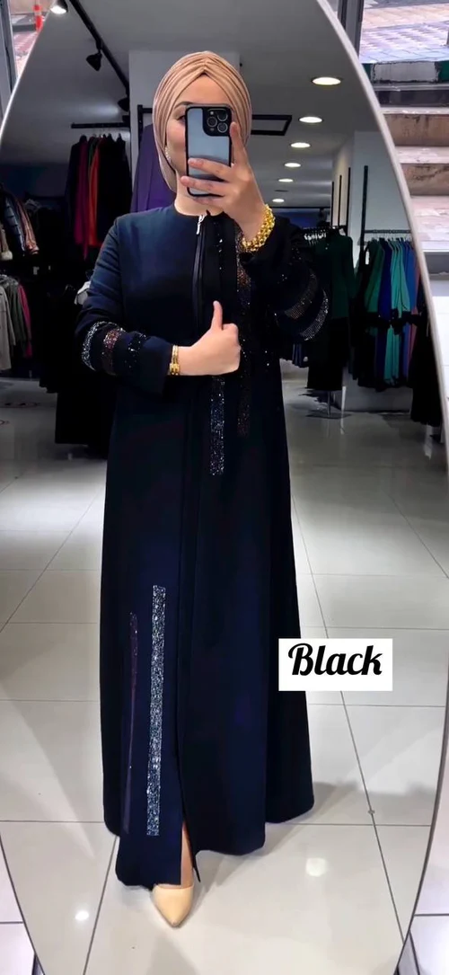 SAIMA ZIPPER ABAYA | BLACK