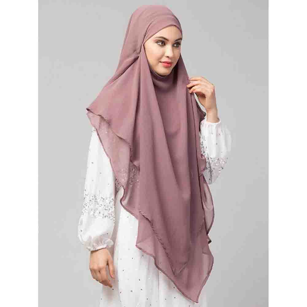 Instant Ready-to-wear Hijab - 3 Layer Khimar- Mauve Pink